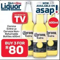 Pick n Pay Hypermarket Corona Extra La Cerveza Non-Returnable Bottles offer
