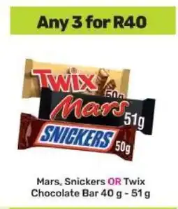 Game Mars, Snickers OR Twix Chocolate Bar 40 g - 51 g offer