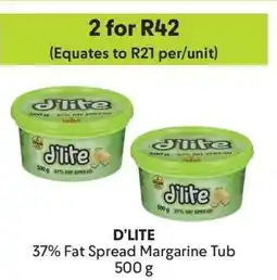 Makro D'LITE 37% Fat Spread Margarine Tub 500 g offer