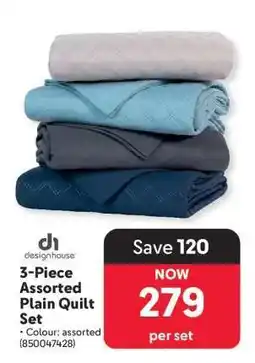 Makro 3-Piece Assorted Plain Quilt Set offer