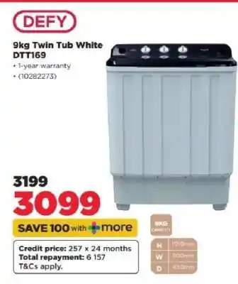 HiFi Corp DEFY 9KG Twin Tub White DTT169 offer