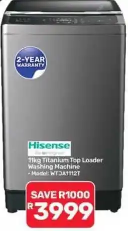 Pick n Pay Hypermarket Hisense 1kg Titanium Top Loader Washing Machine offer