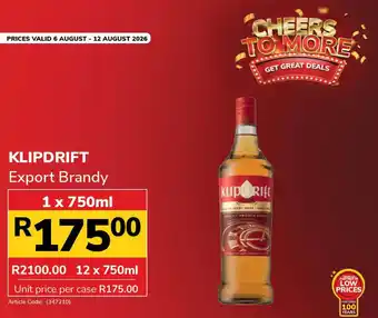 Jumbo KLIPDRIFT Export Brandy offer