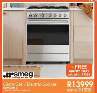 Smeg 60cm Gas / Electric Cooker