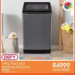 Tafelberg Furnishers DEFY 14kg Top Load Washing Machine DTL160 - Manhattan Grey offer