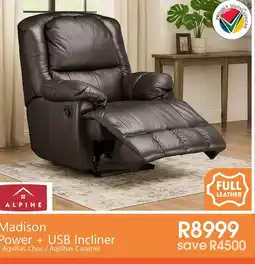 Tafelberg Furnishers ALPINE Madison Power + USB Incliner offer