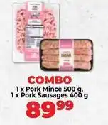 Food Lover's Market Pork mince 500 g, pork sausages 400 g offer