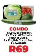 Food Lover's Market Lettuce prepack, cocktail tomato punnet, english cucumber, avocado offer