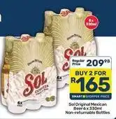 Pick n Pay Sol - original mexican beer 6 x 330ml non-returnable bottles offer