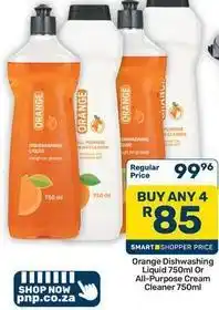 Pick n Pay Hypermarket Orange dishwashing liquid or all-purpose cream cleaner offer