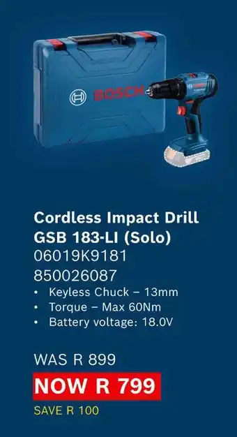 Bosch Cordless Impact Drill