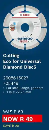 Builders Warehouse Bosch Eco for Universal Diamond Disc5 offer