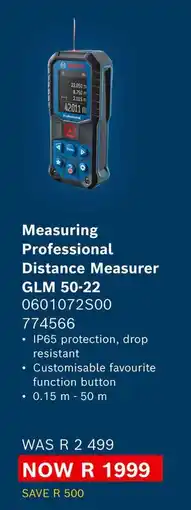 Builders Warehouse Measuring Professional Distance Measurer GLM 50-22 offer