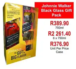 Johnny's Liquor Hypermarket Johnnie Walker Black Glass Gift Pack offer