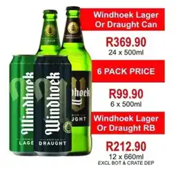 Johnny's Liquor Hypermarket Windhoek Lager Or Draught Can offer