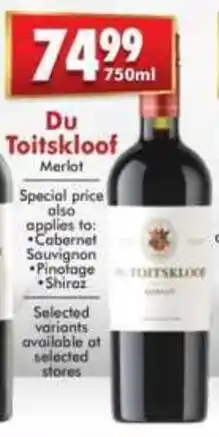 Prestons Du Toitskloof Merlot offer