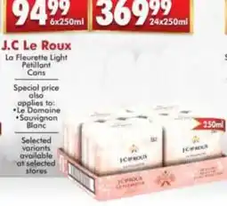 Prestons J.C Le Roux La Fleurette Light Pétillant Cans offer