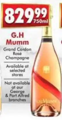 Prestons G.H Mumm Grand Cordon Rosé Champagne offer