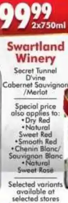 Prestons Swartland Winery Secret Tunnel D'Vine Cabernet Sauvignon/Merlot offer