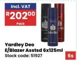 Africa Cash and Carry Yardley Deo E/Blazer Assorted offer