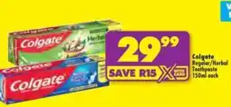 Shoprite Colgate Regular/Herbal Toothpaste offer