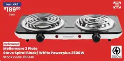 Africa Cash and Carry Mellerware 2 Plate Stove Spiral Black/White Powerplus offer