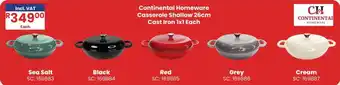 Africa Cash and Carry Continental Homeware Casserole Shallow offer