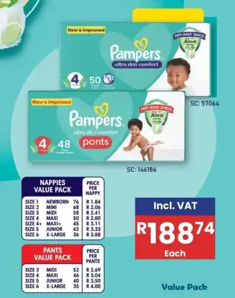 Africa Cash and Carry Pampers ultra skin comfort nappies/pants value pack offer