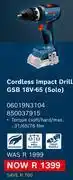 Builders Warehouse Bosch Cordless Impact Drill GSB 18V-65 (Solo) 06019N3104 850037915 offer