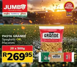 Jumbo Pasta Grandé Spaghetti or Macaroni offer