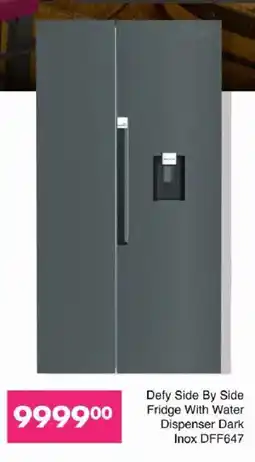 Save Defy Side By Side Fridge With Water Dispenser Dark Inox DFF647 offer