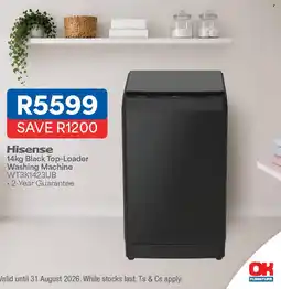 OK Furniture Hisense 14kg Black Top-Loader Washing Machine offer