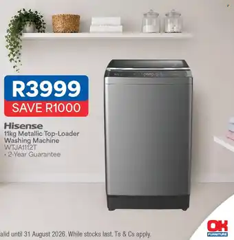Hisense 11kg Metallic Top-Loader Washing Machine