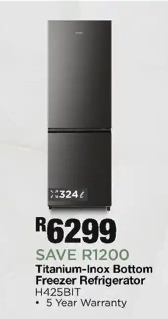 House & Home Titanium-Inox Bottom Freezer Refrigerator H425BIT offer