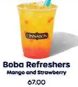 Cinnabon Cinnabon Boba Refreshers Mango and Strawberry offer