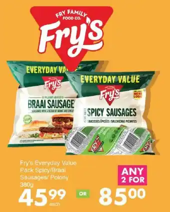 Save Fry's Everyday Value Pack Spicy/Braai Sausages/Polony offer
