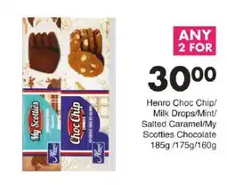 Save Henro Choc Chip/Milk Drops/Mint/Salted Caramel/My Scotties Chocolate offer