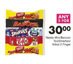 Save Nestle Mini Barone/Tex/Smarties/Kitkat 2 Finger offer