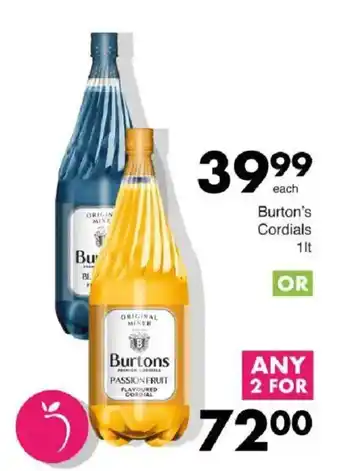 Save Burton's Cordials offer