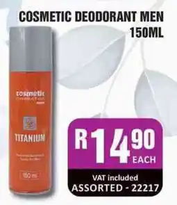 Cosmetic Connection Cosmetic Deodorant Men Titanium Assorted offer
