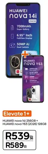 Cell C HUAWEI nova 14i 256GB + HUAWEI nova Y63 (2026) 128GB offer
