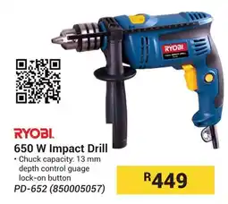 Builders Warehouse RYOBI 650 W Impact Drill offer
