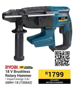 Builders Warehouse RYOBI 18 V Brushless Rotary Hammer offer