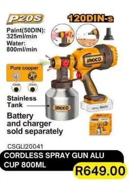 Legacy Industrial Supplies Ingco cordless spray gun alu cup offer