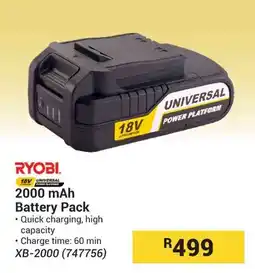 Builders Warehouse RYOBI 2000 mAh Battery Pack offer