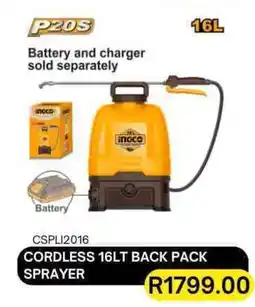 Legacy Industrial Supplies Ingco cordless back pack sprayer offer