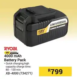 Builders Warehouse RYOBI 18V UNIVERSAL 4000 mAh Battery Pack offer