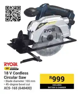 Builders Warehouse RYOBI 18 V Cordless Circular Saw offer