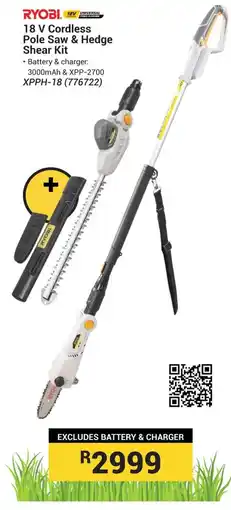 Builders Warehouse RYOBI 18 V Cordless Pole Saw & Hedge Shear Kit offer