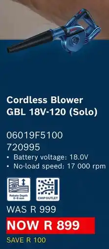 Builders Warehouse Bosch Cordless Blower offer